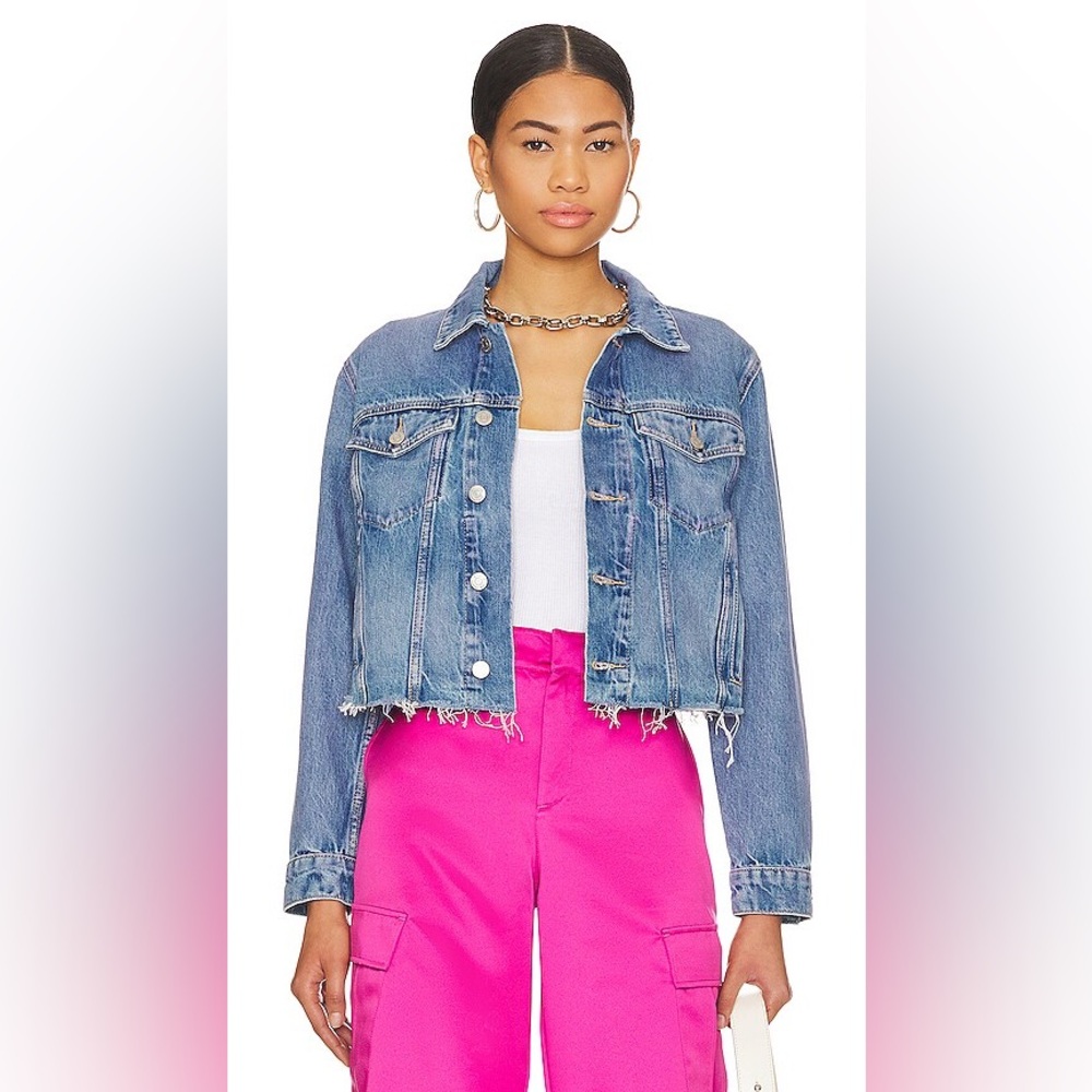 ETICA Lennox Sunset Cliff Cropped
Denim Jacket with Frayed Hem